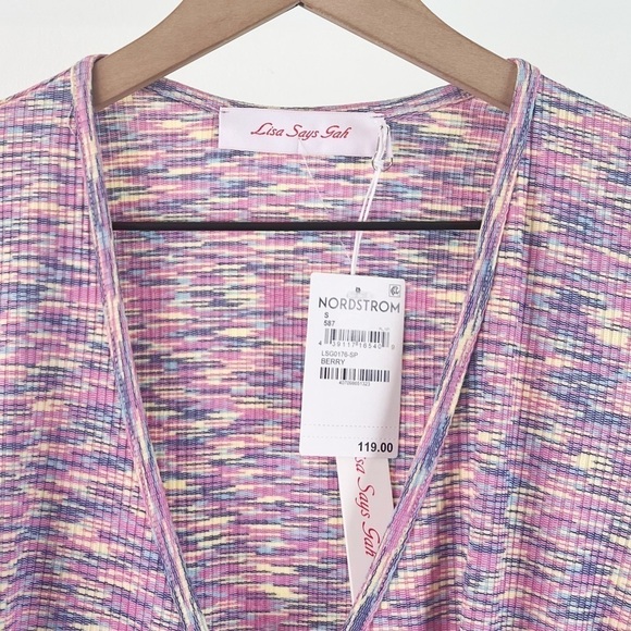 NWT Lisa Says Gah Lucille Spacedye Wrap Mini Dress in Berry - Picture 4 of 7